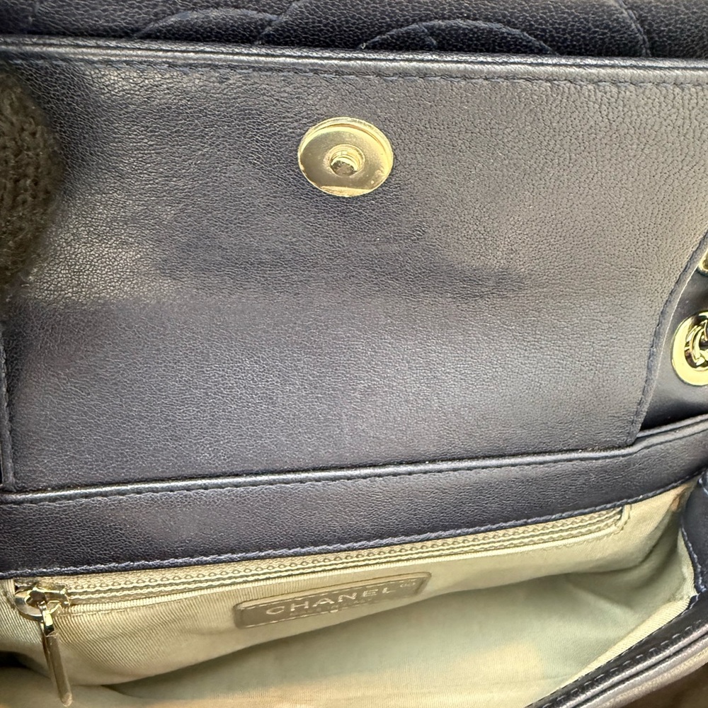 CHANEL Sheepskin Quilted Small Dark Navy Mademoiselle Double Flap Bag - Picture 13 of 14